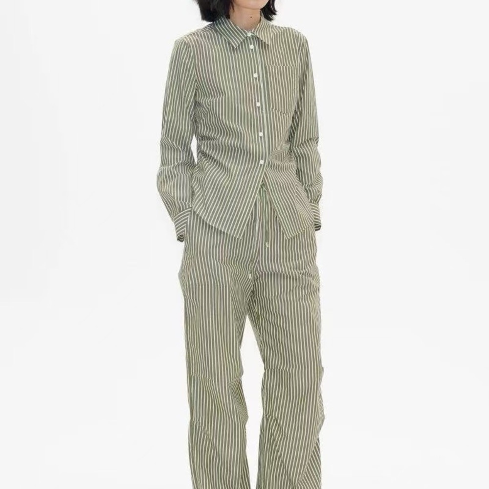 Baum and Pferdgarten Striped Green Pijama Style Women's Pants & Shirt